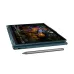 Tablet mode view of the Lenovo Yoga 7 2-in-1 14IML9 Laptop with stylus and vivid video scene on touchscreen display.