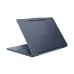 Rear-left angled view of the Lenovo Yoga 9 2-in-1 14ILL10 Laptop with stylus attached to screen edge and navy finish.