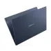 Rear-angled view of the Lenovo Yoga Slim 7 14Q8X9 Laptop partially open, showing navy finish and visible branding.