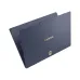 Partially open Lenovo Yoga Slim 7 Ultra 14IPH11 Laptop with dark blue lid, gold Lenovo logo, and YOGA branding near hinge.