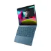 Front-facing shot of the Lenovo Yoga Slim 9 14ILL10 Laptop with abstract swirl wallpaper and backlit keyboard.