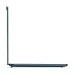 Side view of the closed Lenovo Yoga Slim 9 14ILL10 Laptop with USB-C ports and headphone jack on sleek blue chassis.