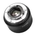 Angled rear view of a black Angled rear view of a black 7Artisans 35mm F1.4 AF lens showing the silver-colored mount.