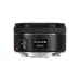 Side view of Canon EF 50mm f/1.8 STM lens showing Canon branding and AF/MF focus mode switch