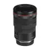 Angled shot of Canon RF 15-35mm f/2.8 L IS USM Lens highlighting red ring and minimum focus distance markings.