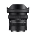 Angled front shot of Sigma 10-18mm f/2.8 DC DN Lens highlighting petal hood, grip rings, and focal length indicators.