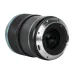 Rear angled view of the black Sirui Sniper 56mm lens showing the mount, contacts, and USB-C port.