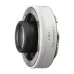 Angled view of the white Sony FE 1.4x Teleconverter showing the mount and convex lens.