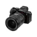 Angled perspective of Viltrox LAB AF 35mm f/1.2 FE lens mounted on a black Sony Alpha 7R series camera body
