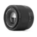 Close-up, angled view of the black Viltrox AF 56mm F1.7 Air APS-C camera lens.