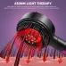 Illustration view of Magnetic Oil Dispensing Scalp Massage Comb showing red light therapy penetrating scalp follicles.