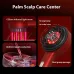 Feature view of Magnetic Oil Dispensing Scalp Massage Comb showing infrared light, bristles, and liquid conduction.