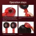 Instructional view of Magnetic Oil Dispensing Scalp Massage Comb showing four operation steps with liquid tank and modes.