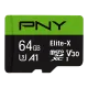 PNY Elite-X 64GB Class 10 U3 V30 microSDXC Memory Card