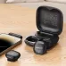 Acefast R1 Wireless Lavalier Microphone, angled view with charging case, transmitters and receiver on desk surface