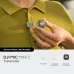 Close-up view of DJI Mic Mini 2 Transmitter clipped to clothing while being adjusted by hand for recording setup