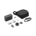 Flat lay of DJI Mic Mini 2 (1 TX + 1 Mobile RX + Charging Case) with transmitter, mobile receiver, case, and accessories arranged neatly