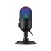 Side angled view of Havit GK52 RGB Live Recording Microphone highlighting gradient RGB top design and adjustable stand structure