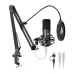 aono AU A04 Gen2 condenser microphone kit with pop filter, shock mount, boom arm, and USB/XLR cables