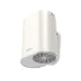 Hoco portable rechargeable mini fan with dual fan blades, digital display, and adjustable stand in white.