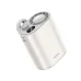 Hoco portable mini fan with dual fans, adjustable stand, and white compact body.