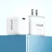 Perspective view of BWOO BO-CDA169 Type-C Fast Charger Adapter highlighting small size and dual-side branding placed on surface
