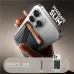 Joyroom JR-ZS432 MagSafe Card Holder, close-up view showing magnetic wallet with three stored cards attached to smartphone back