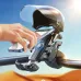 JOYROOM JR-ZS526 Motorcycle Phone Holder, in-use view showing one-touch phone locking mechanism on motorcycle handlebar