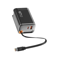 WiWU Helix Pro Wi-G027 67W Dual Port GaN Charger with Built in Type-C Cable (CN)