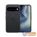 Obsidian black Google Pixel-style smartphone with triple rear camera bar, front display and dark finish