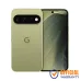 Pistachio green Google Pixel-style smartphone with triple camera bar, front screen and soft matte finish