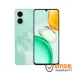 Front and rear view of the mint green Honor Play10 smartphone with a feathered texture and dual cameras.