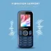 Feature view of Motorola Moto A10e with vibration support highlighted by wave graphics around small display.
