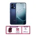 OPPO A6 Pro in Stellar Blue with dual rear cameras and punch-hole display, sleek design and green abstract wallpaper