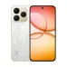 The back and front view of the Realme 15T 5G. The back has a pearlescent white finish and a large camera module with three lenses.