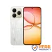 The back and front view of the Realme 15T 5G. The back has a pearlescent white finish and a large camera module with three lenses.