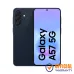 Samsung Galaxy A57 5G smartphone showing gradient display, triple rear cameras, and warranty badge