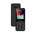Black Symphony D44 feature phone showing its keypad and display, with the back panel and speaker grill behind it.