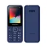 Blue Symphony D44 feature phone showing its keypad and display, with the back panel and speaker grill next to it.