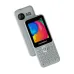 Symphony L138 metallic silver feature phone with keypad, small color display, rear camera and speaker, angled dual view
