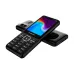 Symphony L257 ink black feature phone with keypad, large display, rear camera and speaker, side angled view
