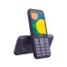 Front view of purple Symphony T91 phone with keypad, small color display, and rear camera with speaker grille.