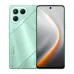 Front and back view of the Tecno Pova 7 5G in green, showing punch-hole display and triple-lens Speed Light Design.