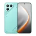 Front and back view of the Tecno Pova 7 5G in Neon Cyan, showing punch-hole display and triple-lens Speed Light Design.
