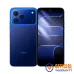 Front and back view of Tecno SPARK 50 in blue showing dual camera design and display screen