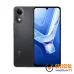 Vivo Y05e black smartphone with single rear camera, waterdrop notch display, and blue abstract wallpaper on screen front view