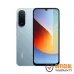 Redmi smartphone in mist blue with AI dual camera and textured back design, front notch display.