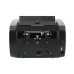 Rear view of Safescan S40 Money Counting Machine showing power socket, RS232 and USB ports, and internal rollers.