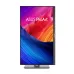 Portrait orientation of ASUS ProArt Display PA278CGRV Monitor showing vivid swirling color background.