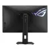 Back view of ROG Strix Pulsar XG27AQNGV showing illuminated ROG logo, cable management and sturdy stand design